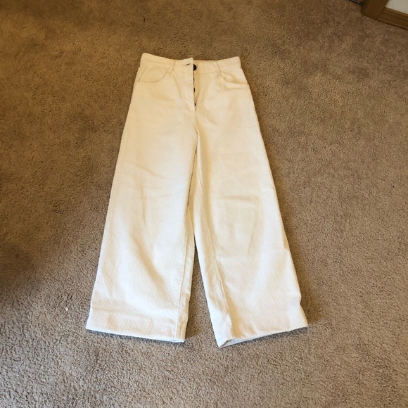 H&M White corduroy wide leg flare pants jeans sz 2 - Picture 5 of 8